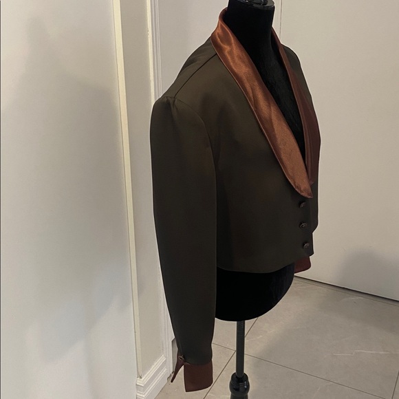 Joseph Ribkoff Tuxedo Style Brown Women's Jacket with Satin shawl collar Size 14 - Picture 7 of 17